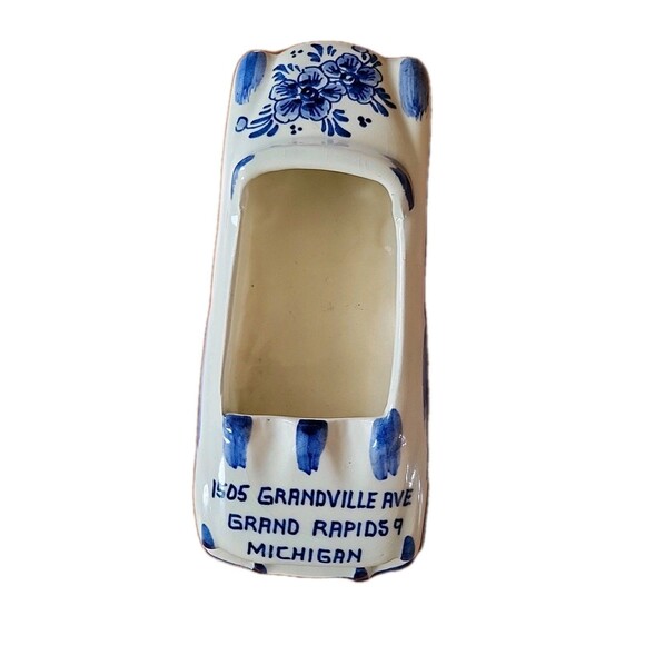 Rare Vintage Delfts Ashtray/Bowl Decor Convertible Car 6" Blue & White Holland - Picture 10 of 13